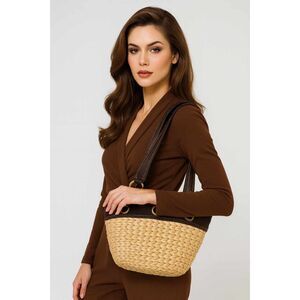 Bag Amanda Smith Straw Bucket Shoulder Satchel Handbag Purse WOMEN'S WOMAN'S